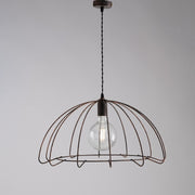 Suspension in black lacquered iron with copper decoration 1 light