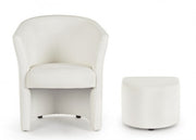 Leatherette armchair with removable pouf White RITA 64,5x 59,5x h78 cm