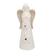 White gold ceramic angel with led ø10,5h27,5