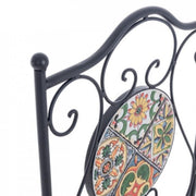 NAXOS steel folding chair with seat and backrest decorated in ceramic 92h cm