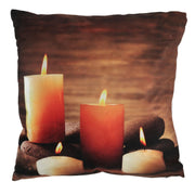 Brown led candle fabric cushion cm40x40