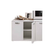 White multipurpose living room furniture in melamine wood 180x80x45 cm