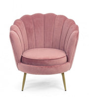 Retro armchair in peacock pink velvet cm 80 x 76 x 84 h