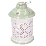 Round green ceramic lantern cmø11,5h17,5