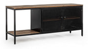 Industrial-style 2-door metal TV cabinet
