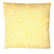 Squared yellow circles fabric cushion cm45x45h10