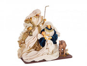 Blue-Golden Sacred Family Donkey Statue - H38