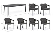Cordova anthracite table + 6 chairs set