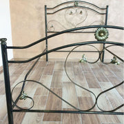 Double bed in wrought iron with footboard Black Gold GINESTRA 140x202x h131.5 cm