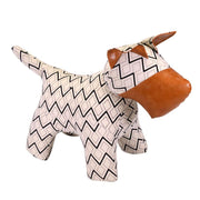 Doorstop in brown white dog eco-leather fabric cm58x25h42