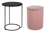 Annika modern coffee table-pouf combined set in antique pink