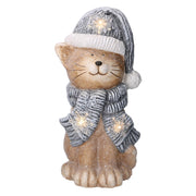 Resin cat led blue hat 19,5x18,5h40 cm