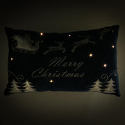 Fabric led cushion with blue reindeer cm50x30x12