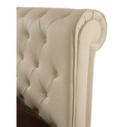 Double bed with container in Cream eco-leather 180x223xh.120 cm