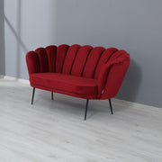 Two seater sofa in red shell velvet Orel cm 135x76,5xh. 79