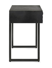 Black coffee table 1 drawer in industrial style wood 50x35x55
