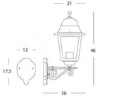 Cast Aluminum Wall Sconce with Transparent Glass Diffusers - Max Lamp Height 210mm - Black IP43
