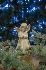 White ceramic angel with lyre 12x10h20.5 cm
