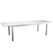 Extendable white aluminum garden table 90 x 210-280 x h 73 cm
