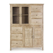 Mayra 4-door 6-drawer cabinet in natural wood