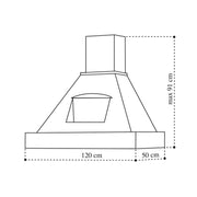 Rustic white TOSCA kitchen hood with fireplace with rope-coloured wooden finishes 120 cm