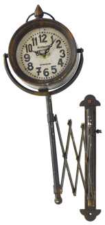 Clock on extendable arm ea-3487cm. 19.5 x 6.5 h 52.5