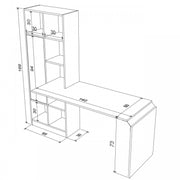 Desk with bamboo bookcase with white door