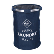 Foldable round blue fabric basket cm ø40h55