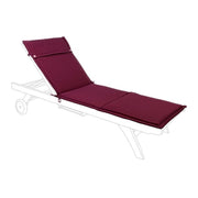 External sunbed cushion in removable burgundy Poly fabric