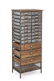 OFFICINA chest of drawers in steel and wood 129.5h cm