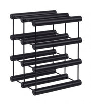 Bottle holder MORIZ black in steel with 8 bottles 21h cm