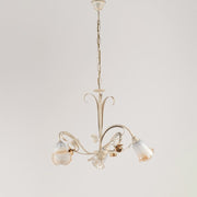 Suspension chandelier in iron Ivory Gold rose three lights 54x h43 cm