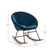 Annika rocking armchair with peacock blue velvet effect