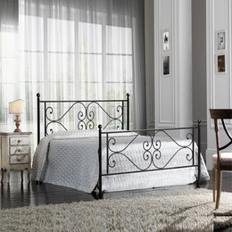 One and a half iron bed with black Florence footboard