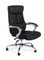 Lisbon black reclining office armchair with leatherette armrests