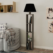 Wooden Floor Lamp with Bookshelf and Black Lampshade 45x45x163.5 cm