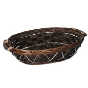Oval walnut wicker basket cm33/37x27h8