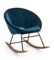 Annika rocking armchair with peacock blue velvet effect