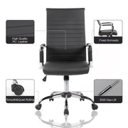 Folkvan office armchair with chrome base in black eco-leather