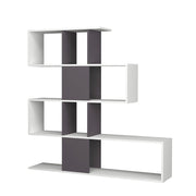 Bookcase shelf 4 levels 9 compartments white gray 145x29xh.145 cm