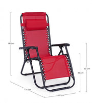 Martin red deck chair for outdoor use