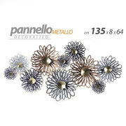 Decorazione pannello a muro quadro in metallo cm 135 x 8 x 64 fiori
