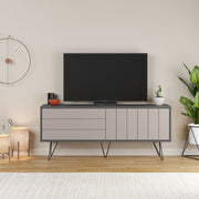 Picadilly TV Stand with Anthracite Frame and 2 Flip-Down Doors - H 57 x W 139 x D 36 cm
