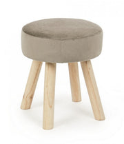 Adeline stool in dove gray velvet effect wood