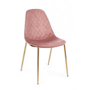 Living room chair in pink velvet with gold legs