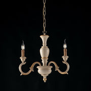 Wooden chandelier Ivory and Gold Leaf three lights 43x h50 cm