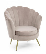 Retro armchair in light gray velvet peacock model