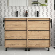 Bathroom cabinet Geco120 ostippo oak double sink 3 drawers 120x45x86h