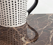 Briva extendable table in glossy brown - dove gray