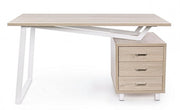 White wooden desk with Armande chest of drawers cm 140 x60 x 76 h